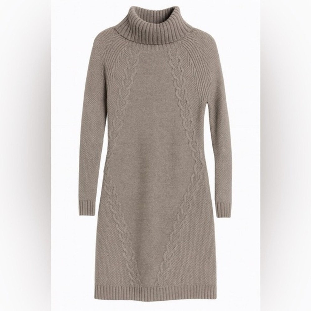 Eliza J Gray Cable Knit Turtleneck Sweater Dress Small Quiet Luxury MSRP $158